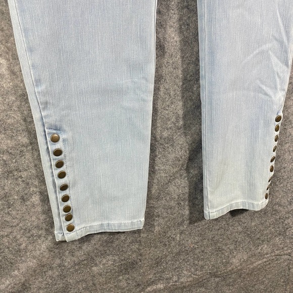 Soft Surroundings Pants Small Tall Light Blue High Rise Chambray Button Hem - Picture 4 of 11